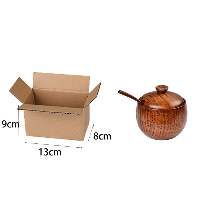 Jujube Holz Salz/Gewürz Dose mit Deckel und Löffel (100% Holz)