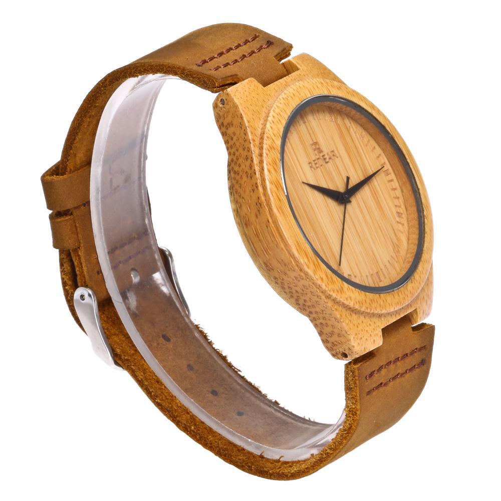 Unisex Bambus Quarz Uhr